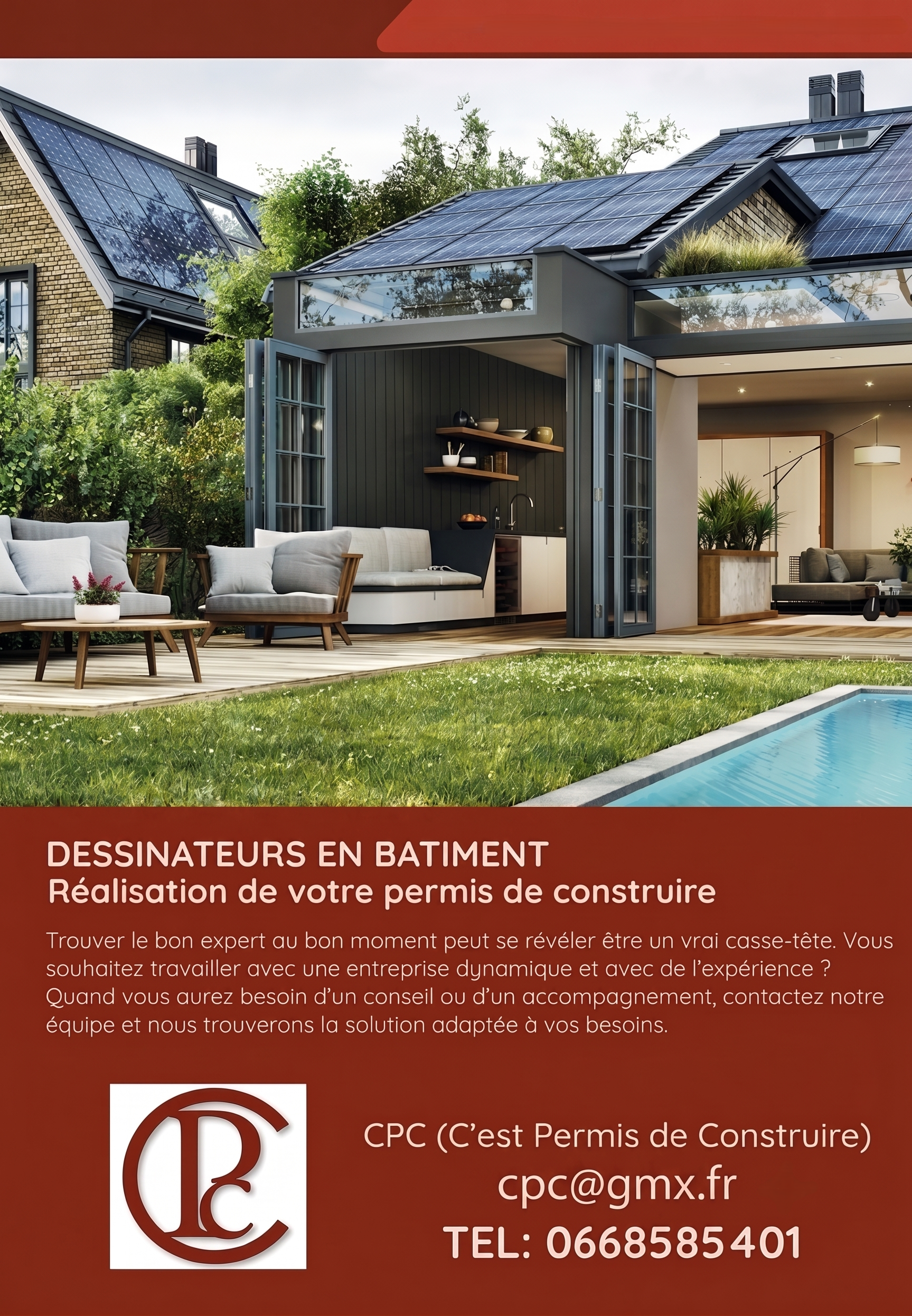 Flyer CPC — Dessinateurs en bâtiment, réalisation de votre permis de construire